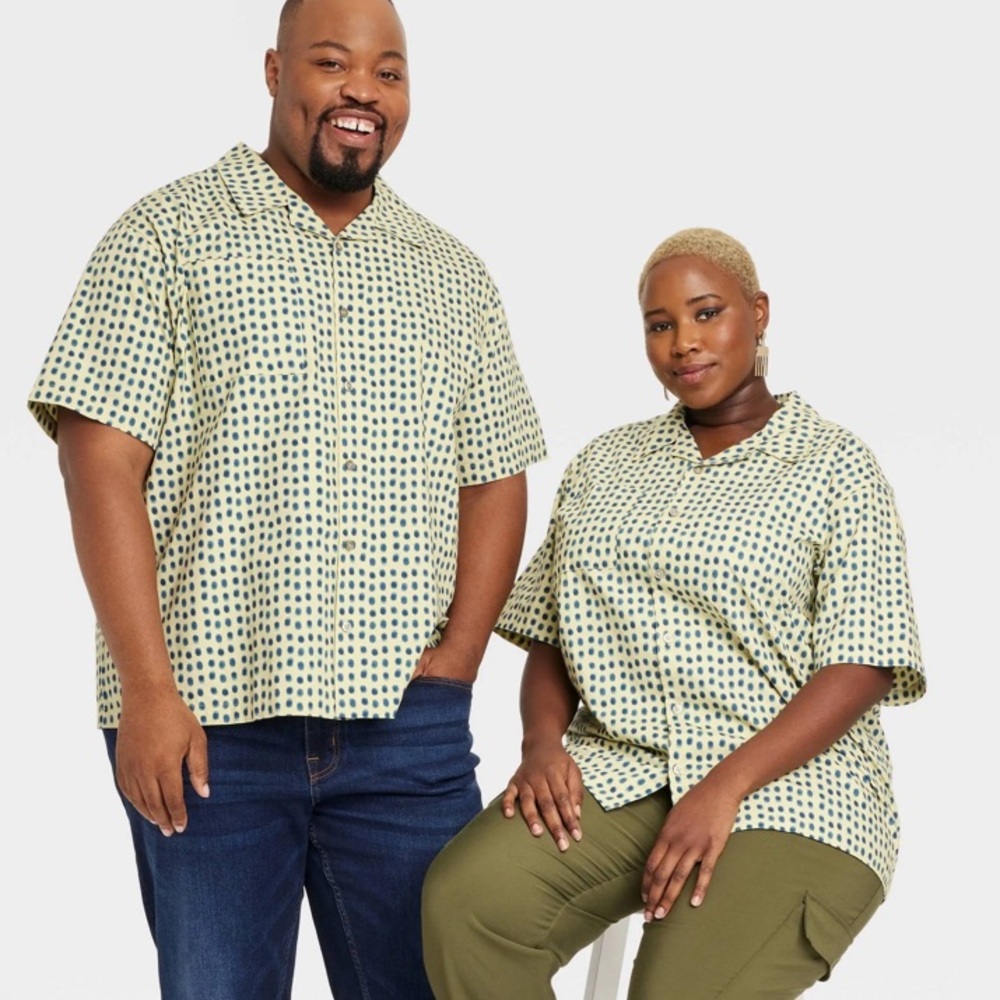 NWT House of Aama Black History Month unisex Short Sleeve Button-Down Shirt szXL